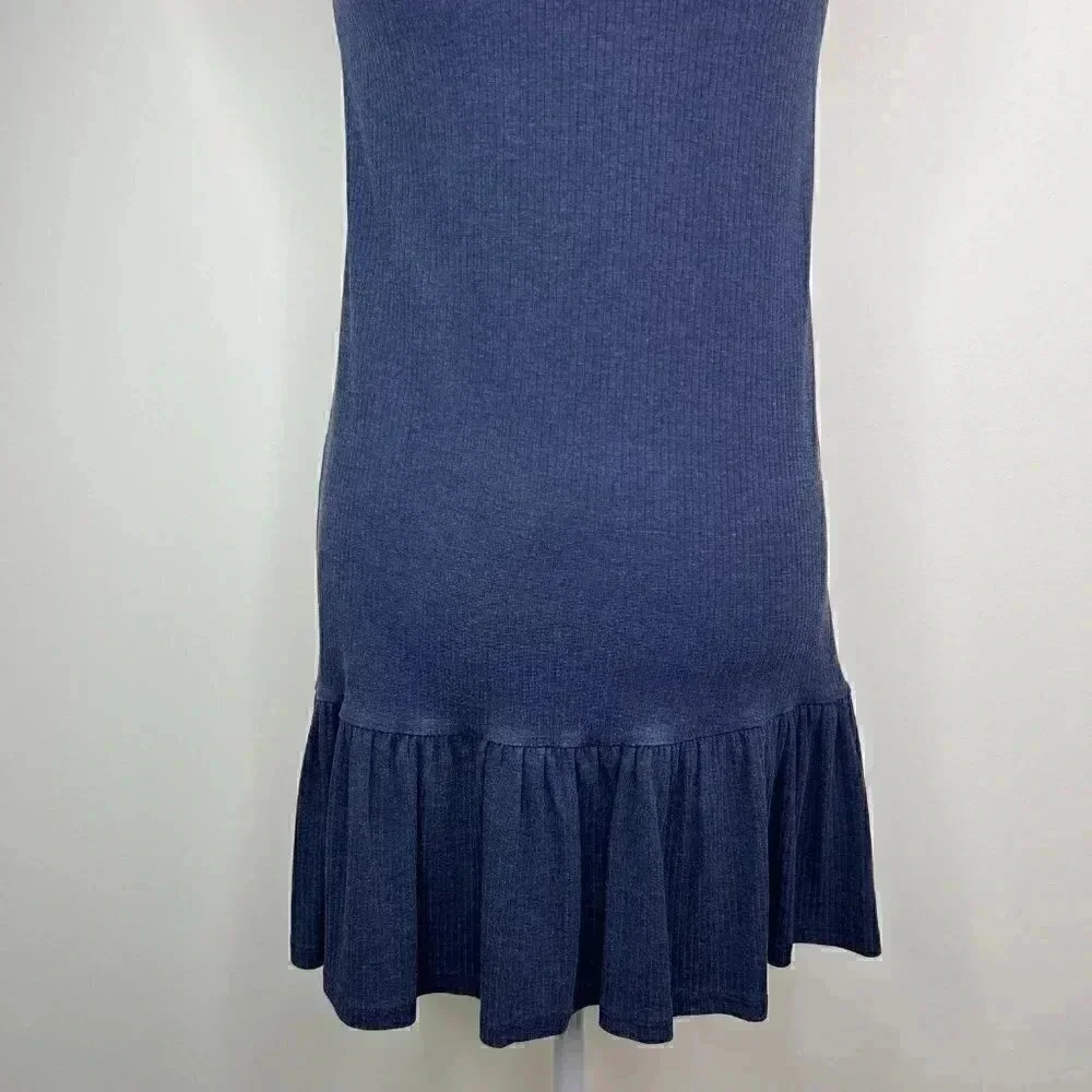True Craft Navy Blue Casual Keyhole Dress - Ruffle & Sleeveless Small - Cut-Out - Picture 6 of 7